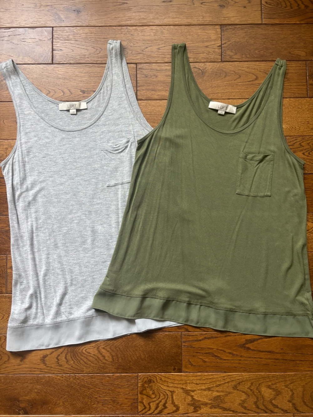 LOFT Olive Green & Light Gray Tank Tops Set